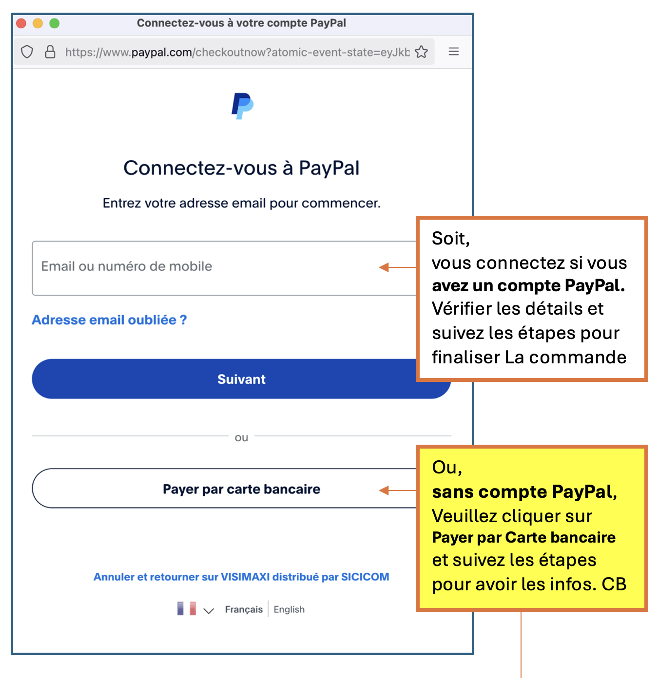 finaliser votre commande en ligne_sans compte PayPal par CB